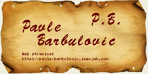 Pavle Barbulović vizit kartica